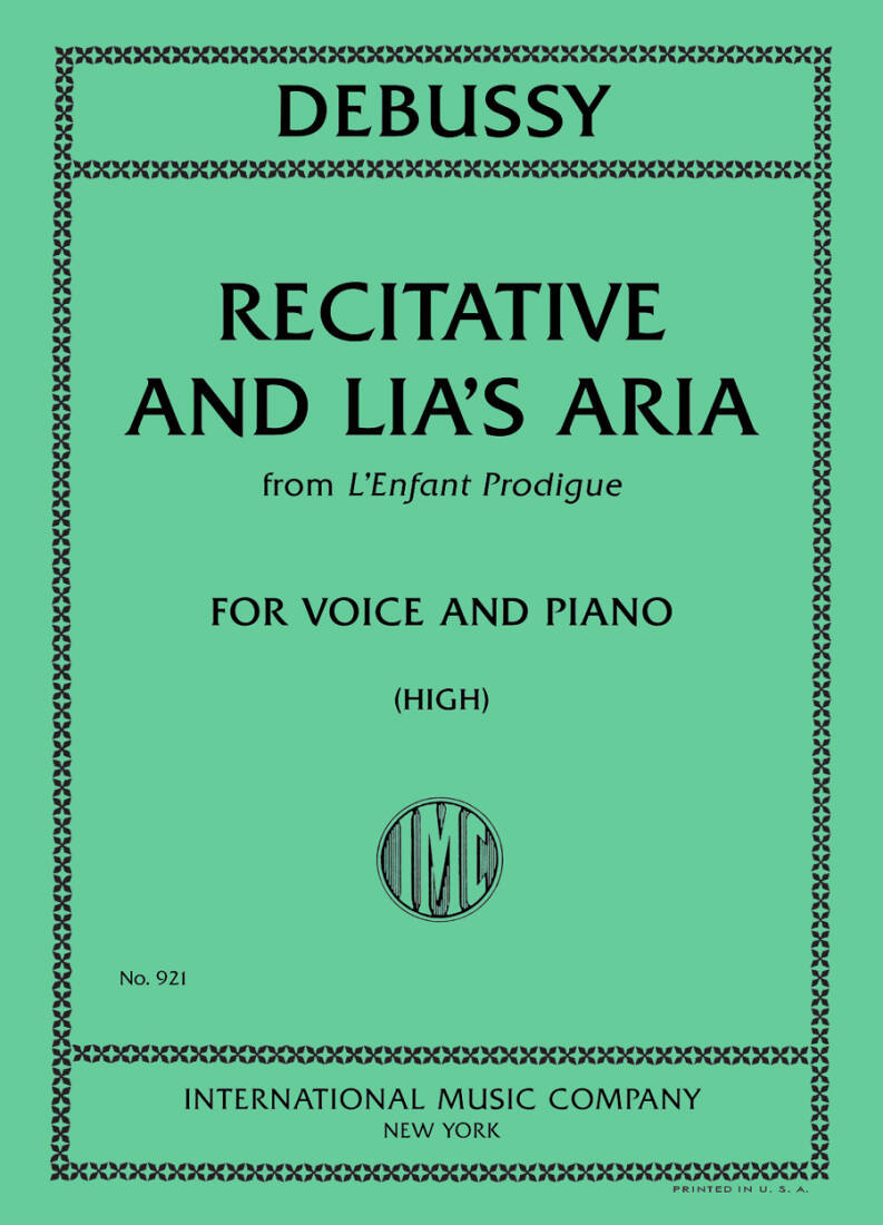 Recit et Air de Lia (from \'\'L\'Enfant Prodigue\'\') - Debussy - High Voice/Piano - Sheet