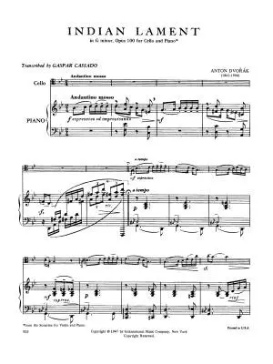 Indian Lament in G Minor - Dvorak - Cello/Piano - Sheet