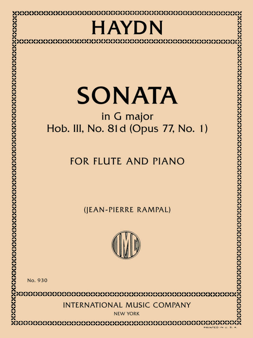 Sonata in G Major - Haydn - Flute/Piano - Book