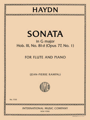 International Music Company - Sonata in G Major - Haydn - Flute/Piano - Book