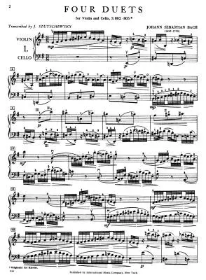 Four Duets - Bach - Violin/Cello - Book