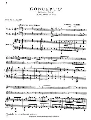 Concerto in G Major, Op. 8 - Torelli - Two Violins/Piano - Book