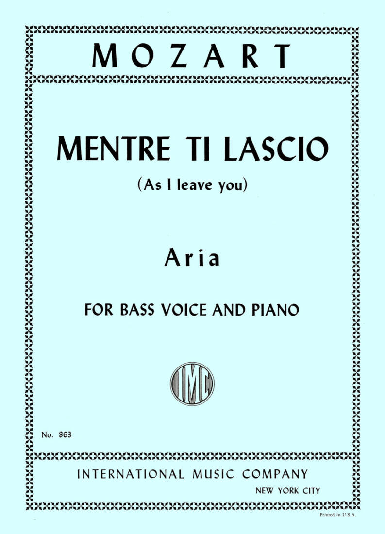 Mentre Ti Lascio, O Figlia K. 513 - Mozart - Bass Voice/Piano - Sheet