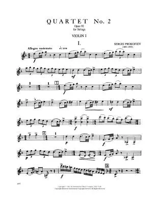 Quartet No. 2 in F Major, Op. 92 - Prokofiev - String Quartet - Parts Set