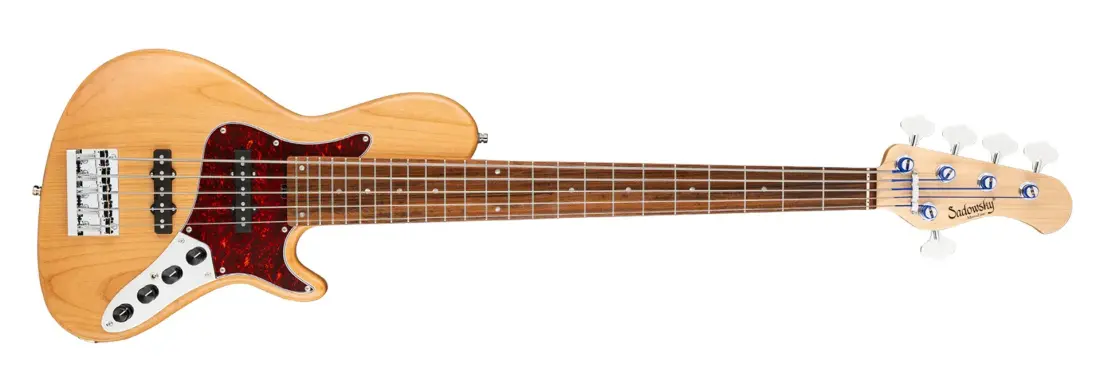 MetroLine 24-Fret Vintage Single Cut 5-String Bass, Morado Fingerboard - Natural