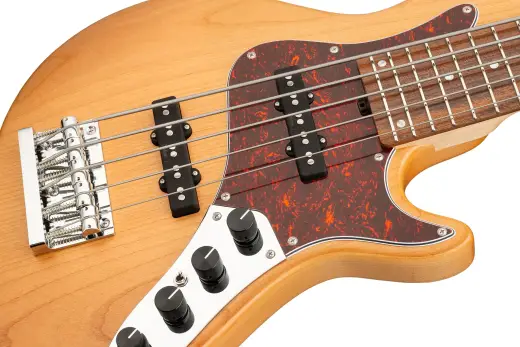 MetroLine 24-Fret Vintage Single Cut 5-String Bass, Morado Fingerboard - Natural