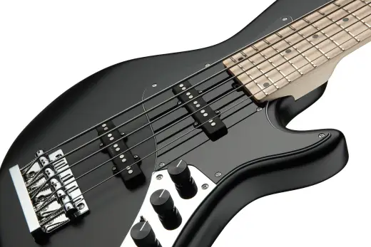 MetroLine 24-Fret Vintage Single Cut 5-String Bass, Maple Fingerboard - Black Satin