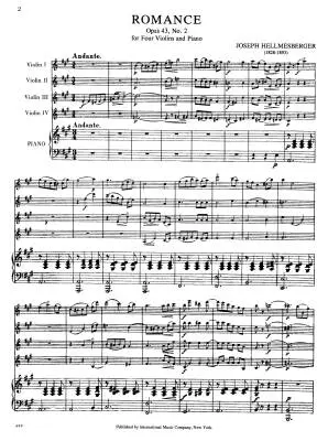 Romance, Op. 43, No. 2 - Hellmesberger - 4 Violins/Piano