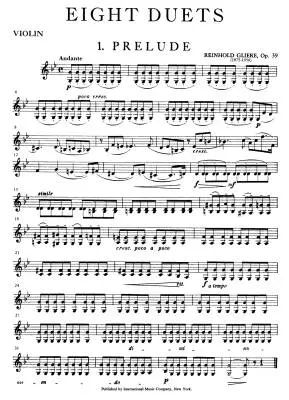 Eight Duets, Op. 39 - Gliere - Violin/Cello - Book