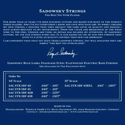 Blue Label Stainless Steel 5-String Bass String Set - Long Scale (45-130)