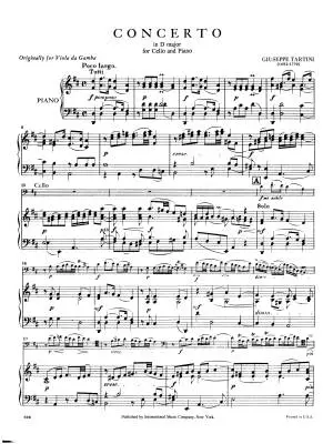 Concerto in D Major - Tartini - Cello/Piano - Book