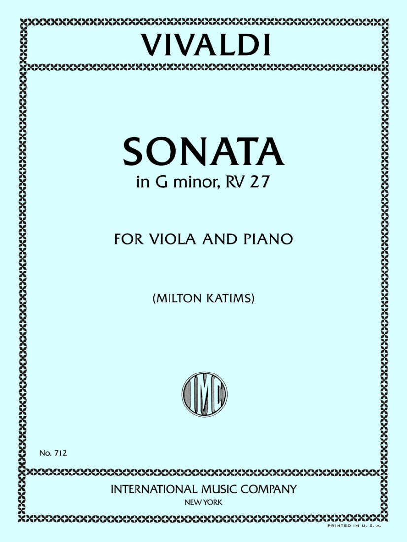 Sonata in G Minor, RV 27 (Op. 2, No. 1) - Vivaldi - Viola/Piano - Book