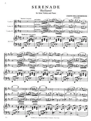 Serenade - Hellmesberger - 3 Violins/Piano