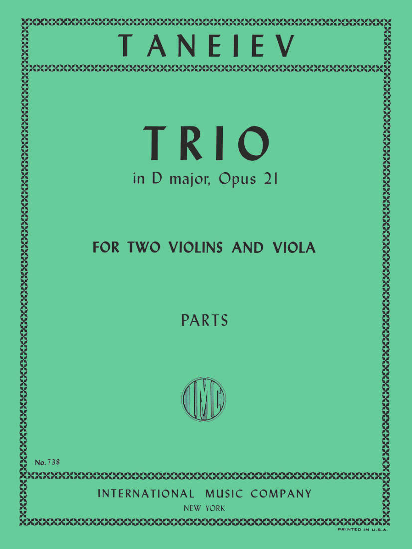 Trio in D Major, Op. 21 - Taneyev - Two Violins/Viola - Book