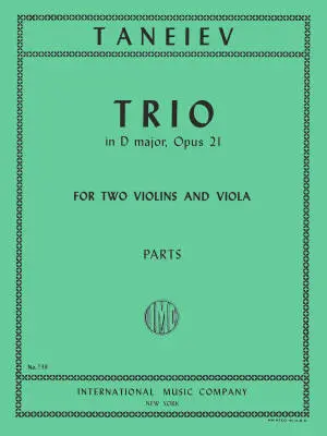 International Music Company - Trio in D Major, Op. 21 - Taneyev - Two Violins/Viola - Book