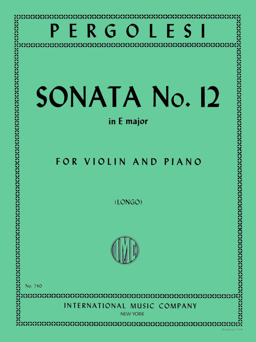 Sonata No. 12 in E Major - Pergolesi - Violin/Piano - Book
