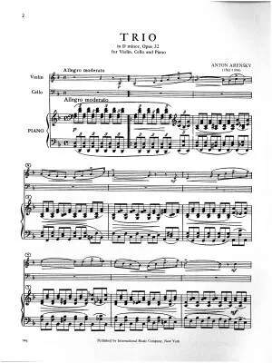 Trio in D Minor, Op. 32 - Arensky - String Trio