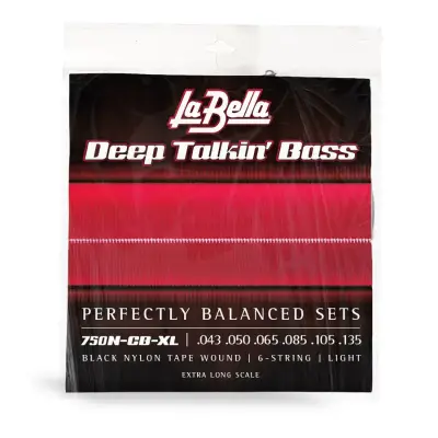 La Bella - Deep Talkin Bass Black Nylon Tape Wound String Set - Extra Long Scale (43-135)