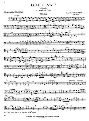 Duet No. 3 in D Major - Breval - Violin/Cello - Book