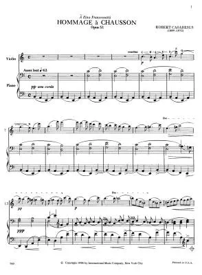 Hommage a Chausson, Op. 51 - Casadesus - Violin/Piano - Sheet