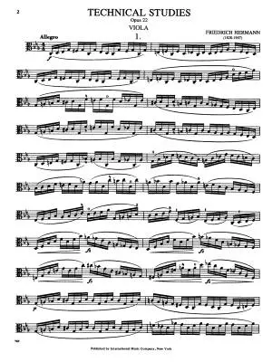 Technical Studies, Op. 22 - Hermann - Viola - Book