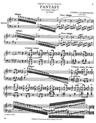 Fantasy in G Minor, Op. 77 - Beethoven - Piano - Sheet