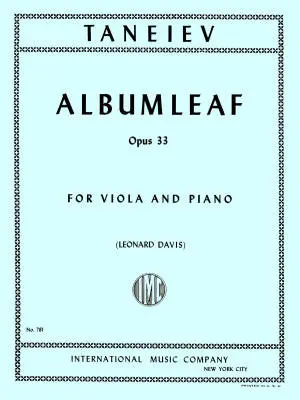 International Music Company - Albumleaf, Op. 33 - Taneyev - Viola/Piano - Sheet