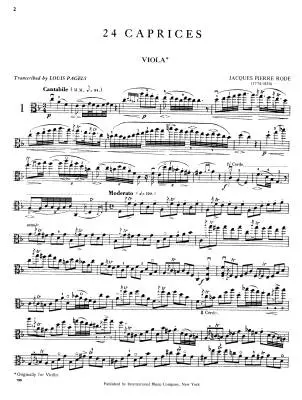 24 Caprices - Rode - Viola - Book