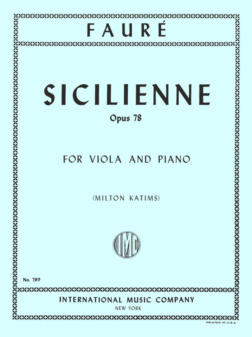 Sicilienne, Op. 78 - Faure - Viola/Piano - Sheet