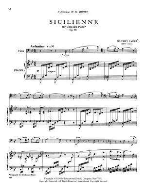Sicilienne, Op. 78 - Faure - Viola/Piano - Sheet