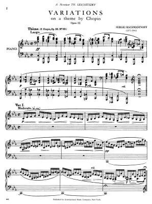 Variations on a Theme by Chopin, Op. 22 - Rachmaninoff - Piano - Book