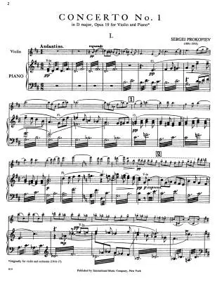 Concerto No. 1 in D Major, Op. 19 - Prokofiev - Violin/Piano - Book