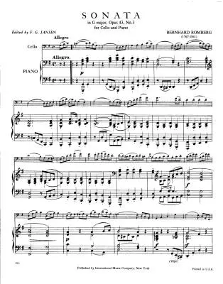 Sonata in G Major, Op. 43, No. 3 - Romberg - Cello/Piano - Book