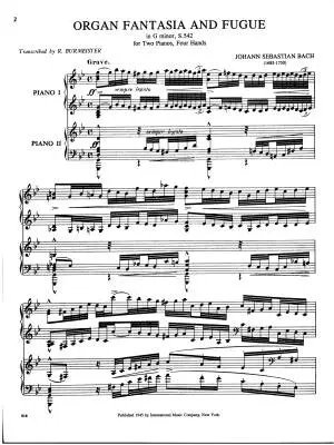 Organ Fantasia & Fugue in G Minor - Bach - 2P4H - Book