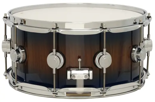 L&M Exclusive Collector\'s Series Maple/Mahogany 6.5x14\'\' Snare Drum - Natural to Marina Blue Burst Over Etimoe