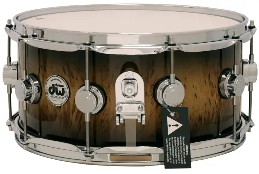 L&M Exclusive Collector\'s Series SSC Maple 6.5x14\'\' Snare Drum - Natural to Candy Black Burst Over Kurilian