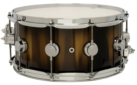 L&M Exclusive Collector\'s Series 333 Maple 6.5x14\'\' Snare Drum - Natural to Candy Black Burst Over Vertical Rainbow