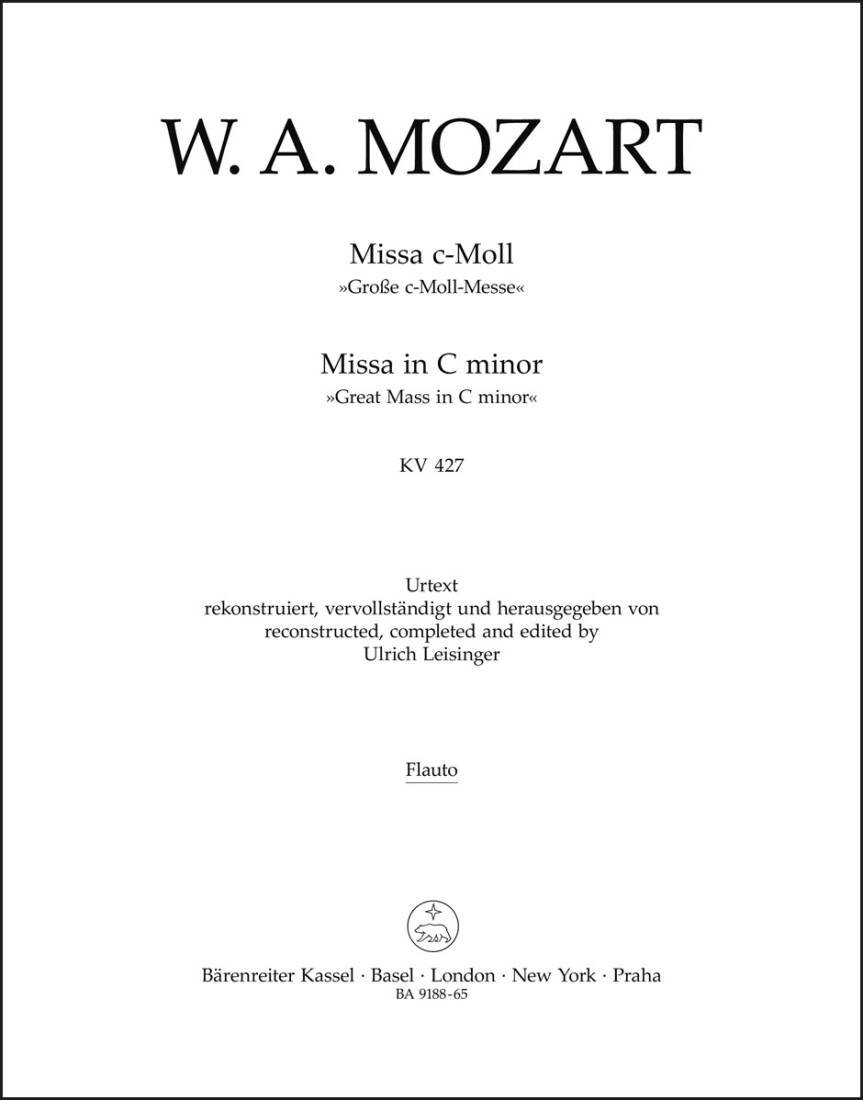 Missa in C Minor K. 427 \'\'Great Mass in C Minor\'\' - Mozart - Wind Set, Urtext Edition