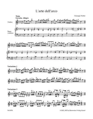 L\'arte dell\'arco for Violin solo and Basso continuo ad libitum