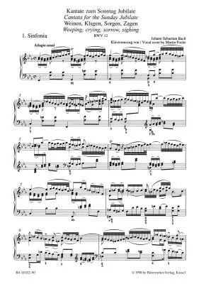 Weeping, Crying, Sorrow, Sighing BWV 12 - Bach - Vocal Score, Urtext Edition