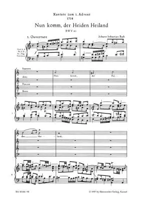 Nun Komm, der Heiden Heiland BWV 61 - Bach - Vocal Score, Urtext Edition - Soloists, Mixed Choir, Orchestra