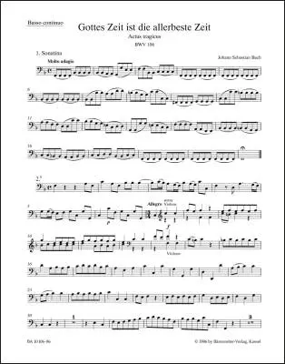 Mighty God, His Time Is Ever Best BWV 106 \'\'Actus Tragicus\'\' - Bach - Cello/Basso Continuo Part, Urtext Edition