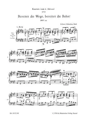 Bereitet die Wege, Bereitet die Bahn BWV 132 - Bach - Vocal Score, Urtext Edition - Vocal, Orchestra