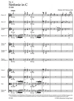 Symphony No. 6 in C Major D 589 - Schubert - Score, Urtext Edition - Orchestra