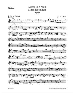 Mass in B Minor BWV 232 - Bach - Violin I  Part, Urtext Edition