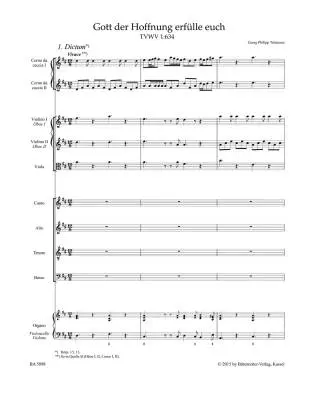 Gott der Hoffnung Erfulle Euch TVWV 1:634 - Telemann - Score, Urtext Edition - Choir, Strings, Basso Continuo