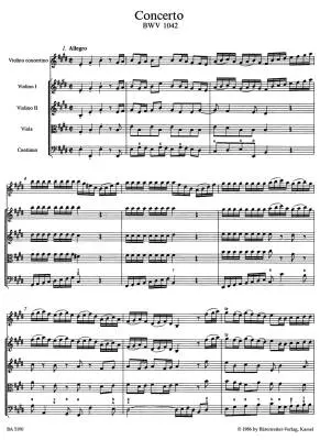 Concerto for Violin, Strings and Basso Continuo in E Major BWV 1042 - Bach - Score, Urtext Edition - Violin, Viola, Basso Continuo