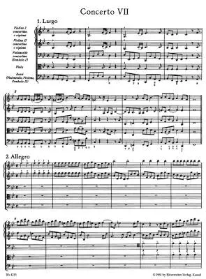 Concerto Grosso in B-flat Major Op. 6/7 HWV 325 - Handel - Score, Urtext Edition - Violin, Violoncello, Strings, Basso Continuo