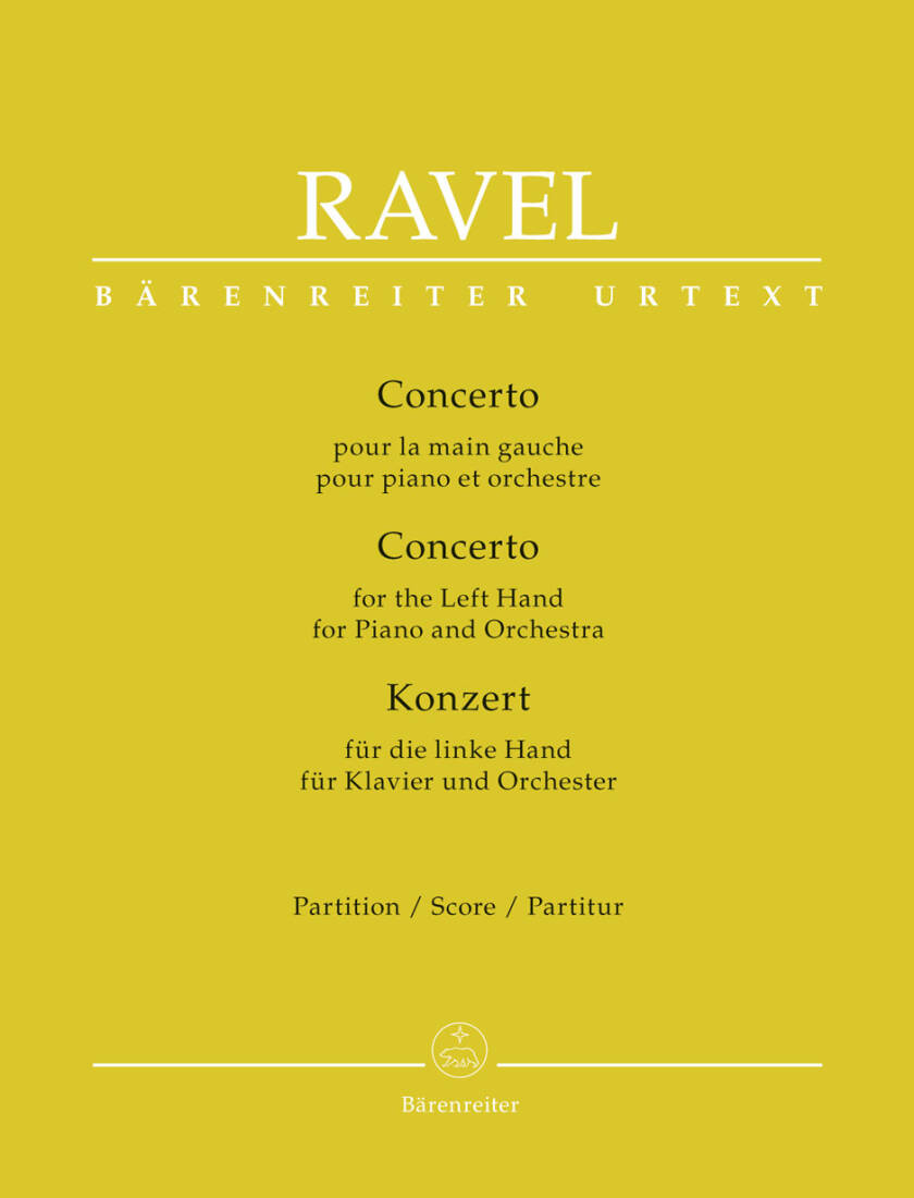 Concerto for the Left Hand for Piano and Orchestra - Ravel - Score, Urtext Edition - Piano, Orchestra