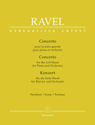 Concerto for the Left Hand for Piano and Orchestra - Ravel - Score, Urtext Edition - Piano, Orchestra